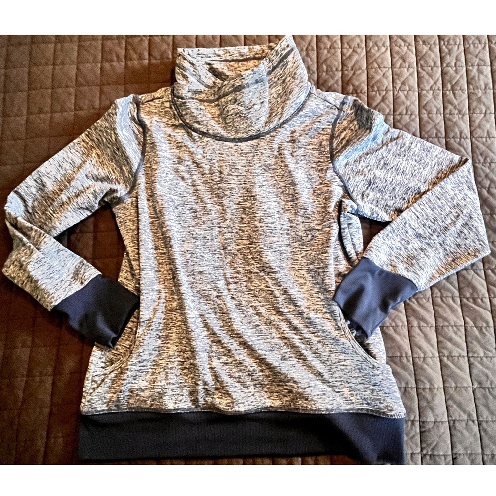 90 Degree By Reflex Cowl Neck Pullover Sweatshirt Blue White 144527